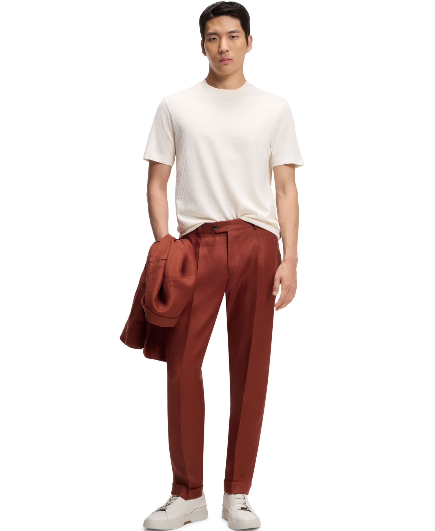Men's Cotton-Silk Geometric Jacquard T-Shirt