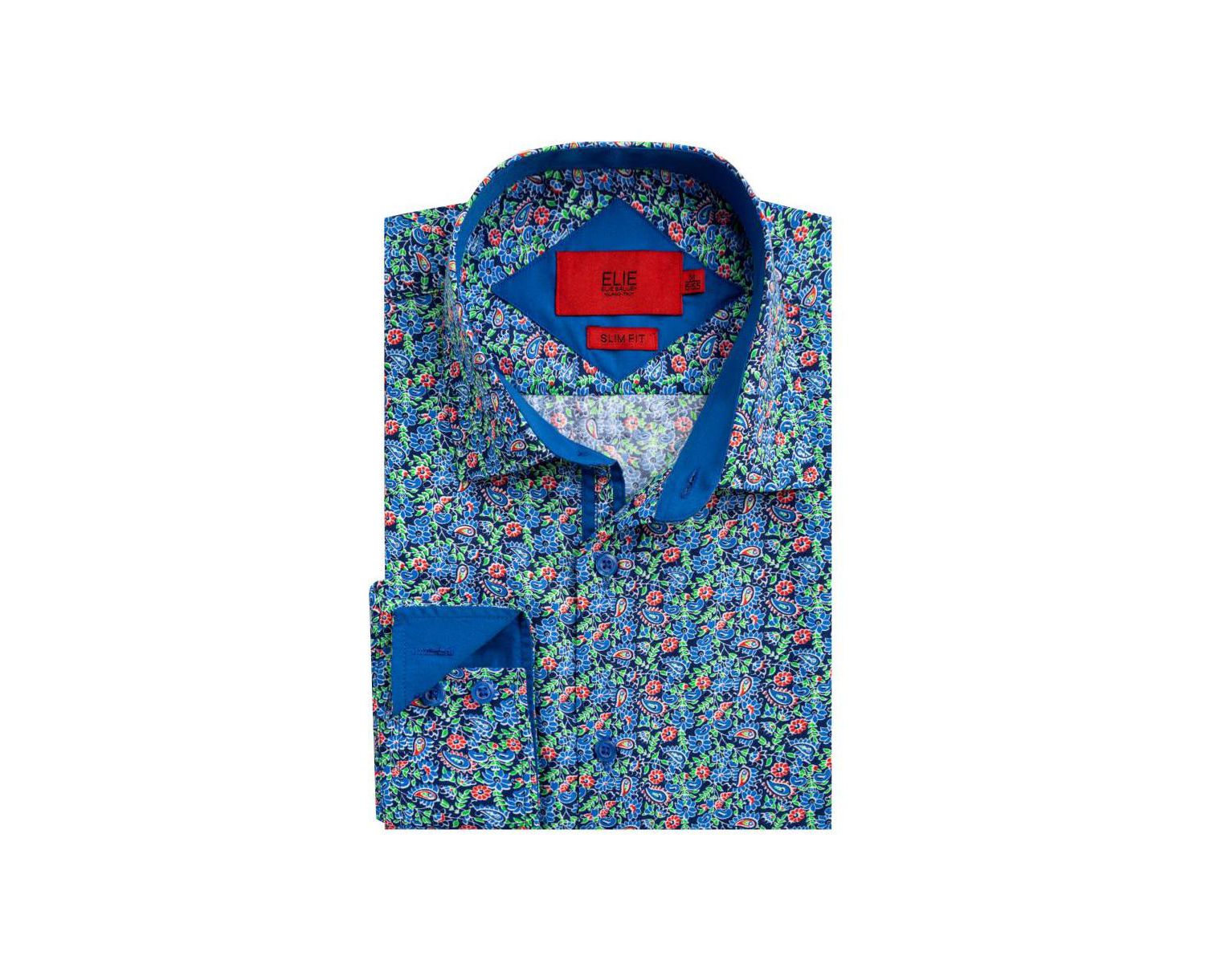 Men's Slim Fit Paisley Print Button-Down Shirt By