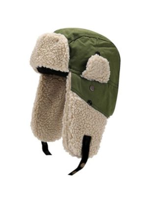 Unisex Faux Fur Trapper Hat - Warm Winter Aviator Cap with Fleece Ear Flaps and Windproof Shell