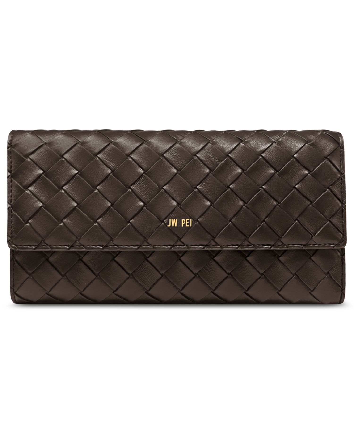 Woven Pebbled Gold-Tone Hardware Wallet
