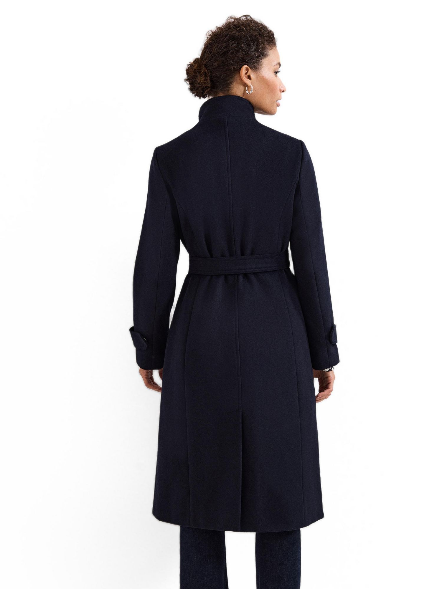 Women's Belted Funnel Collar Coat