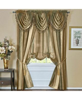 Royal Ombre Crushed Semi Sheer Complete 6 Piece Window Curtain and Valance Set