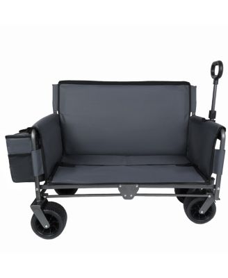  3-in-1 Folding Wagon Cart with Bench Seat, 500lbs Capacity