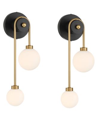 Possini Euro Adelia 16"H and Brass 2-Light Wall Sconce Set of 2