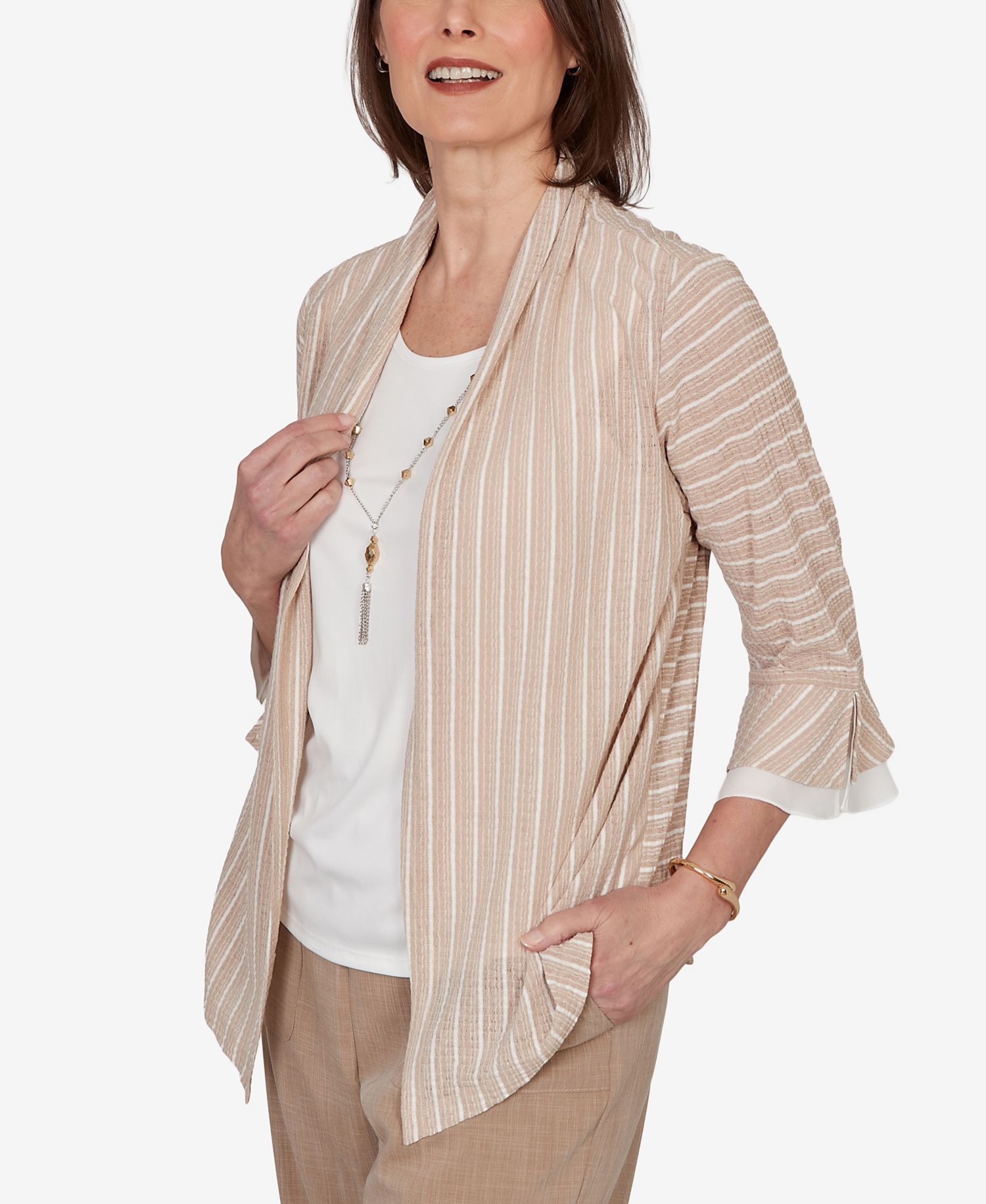 Women's Grand Bazaar Vertical Stripe Two-in-One Top with Necklace
