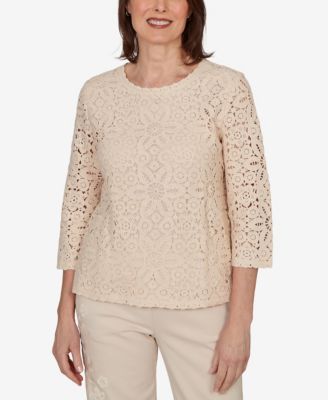 Women's Camden Market Floral Crochet Lined Knit Top