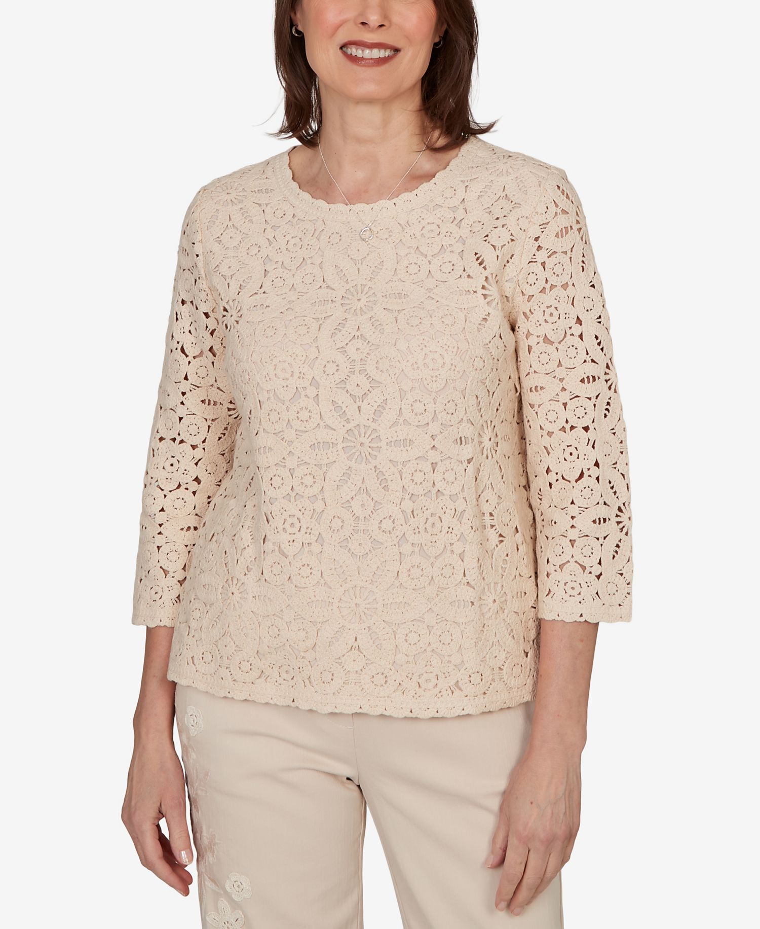 Women's Camden Market Floral Crochet Lined Knit Top