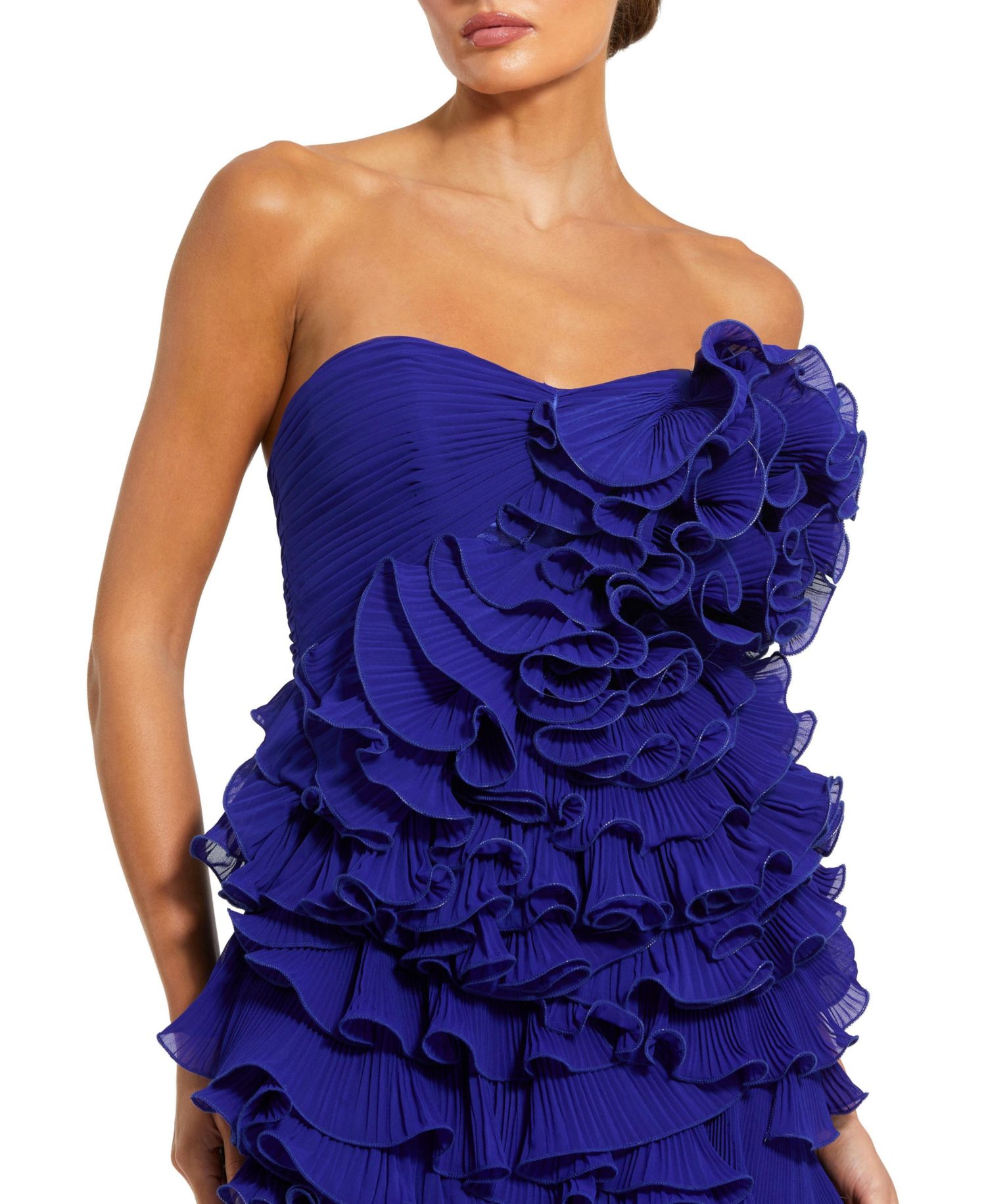 Women's Strapless Tiered Ruffle Chiffon Mini Dress