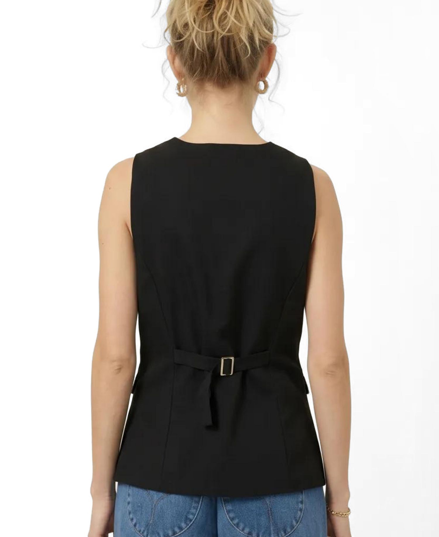 Women's Longline Button Front Flap Pocket Vest