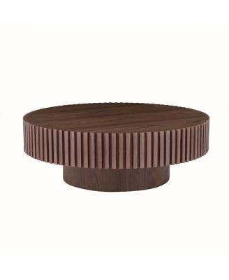 31.49'' Round Modern Pedestal Coffee Table - Walnut