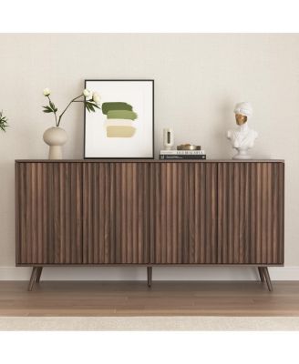 4-Door Wood Sideboard Buffet Cabinet with Adjustable Shelves