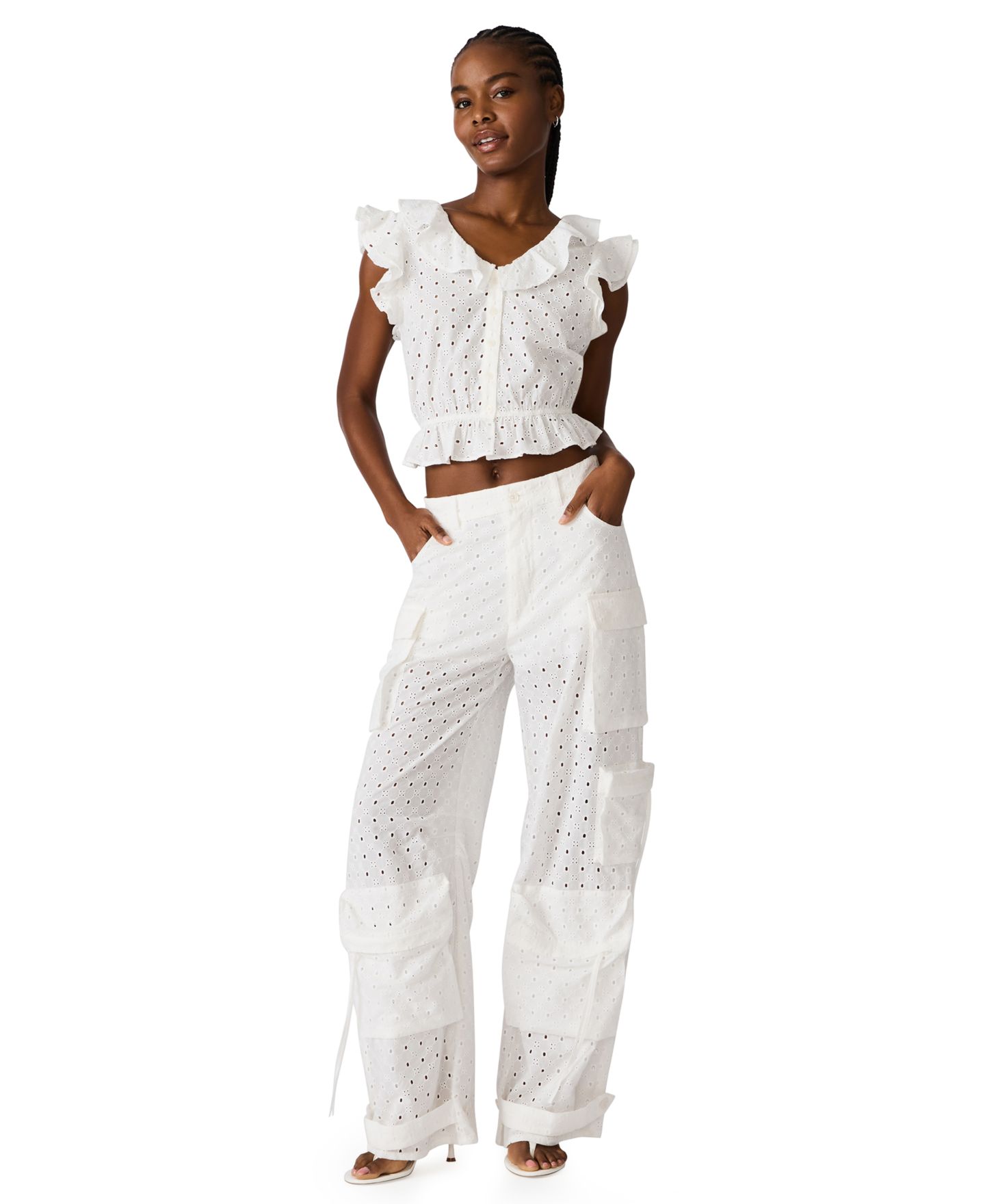 Женские брюки Steve Madden Eyelet Dou Pant, цвет: Белый — фото 2