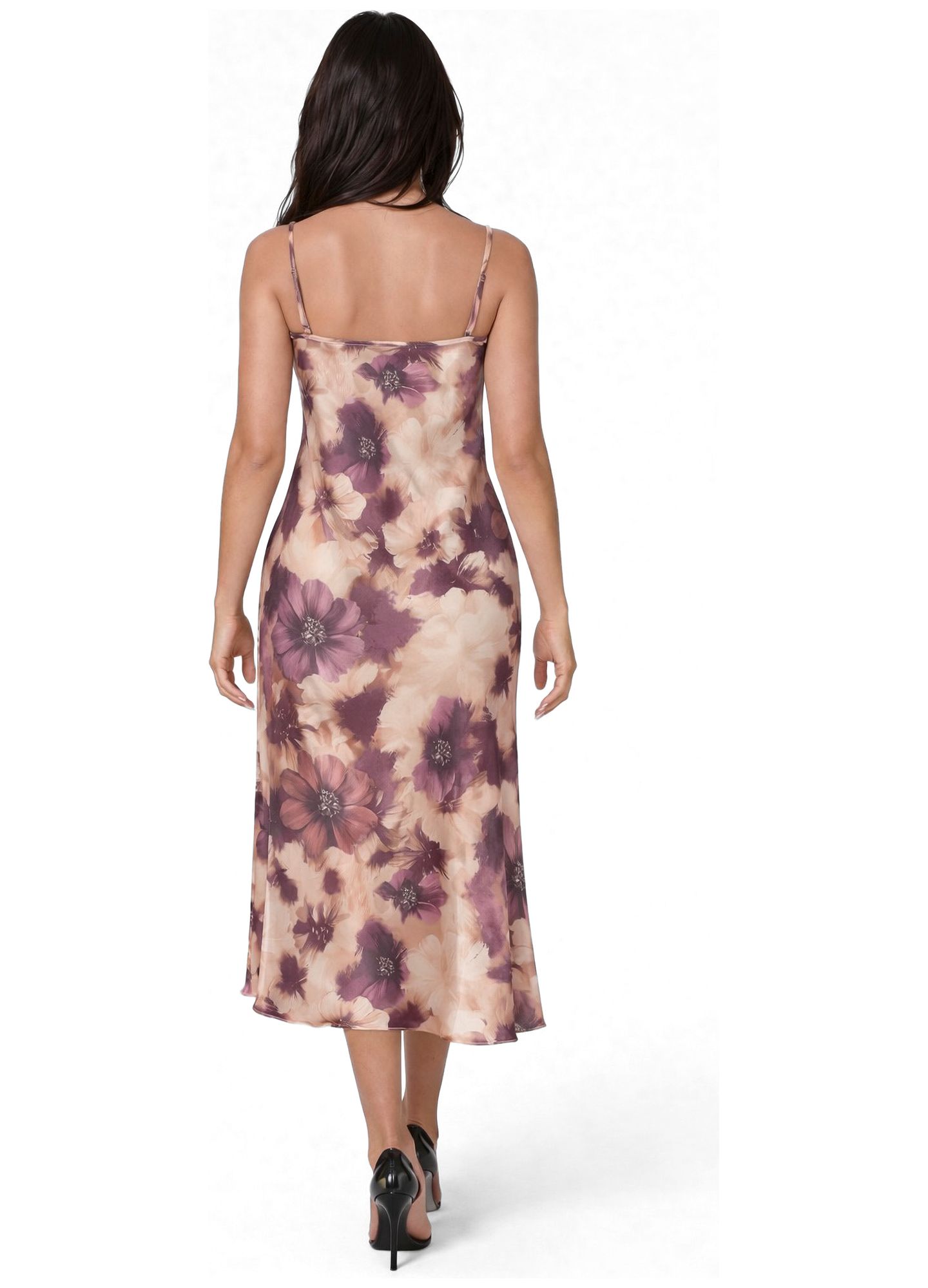 Женское платье Bebe Printed Cowl Maxi, цвет: Сиреневый рыжевато-коричневый — фото 3