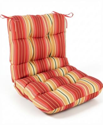 Indoor Outdoor High Back Tufted Chair Cushion Patio Dining Chair Pad with Ties Stripe