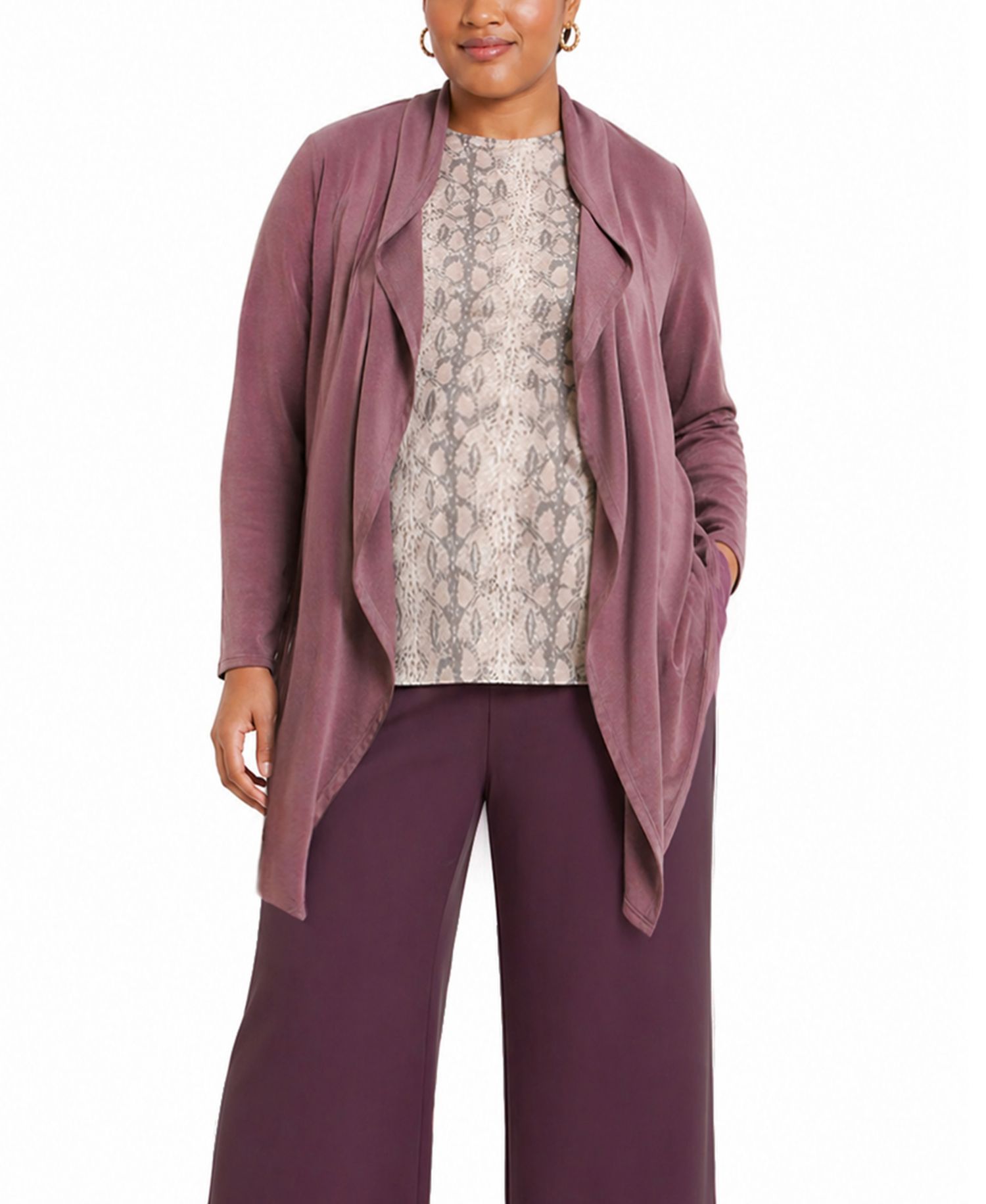Plus Size Draped Flyaway Cardigan Sweater