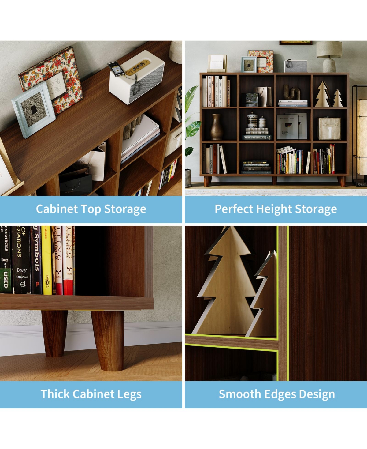 Gaomon 12 Cube Bookcase, 3-Tier Open Bookshelf with Wood Finish, Modern Storage Organizer for Home Office Living Room Bedroom