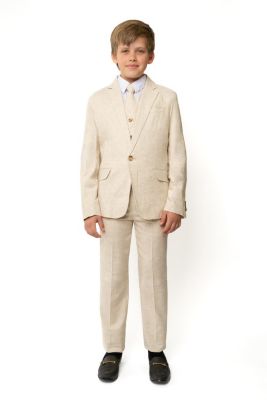 Little Boys and Big Boys Oasis Safari Linen 5-Piece Shirt, Tie, Jacket, Vest and Pants Suit Set