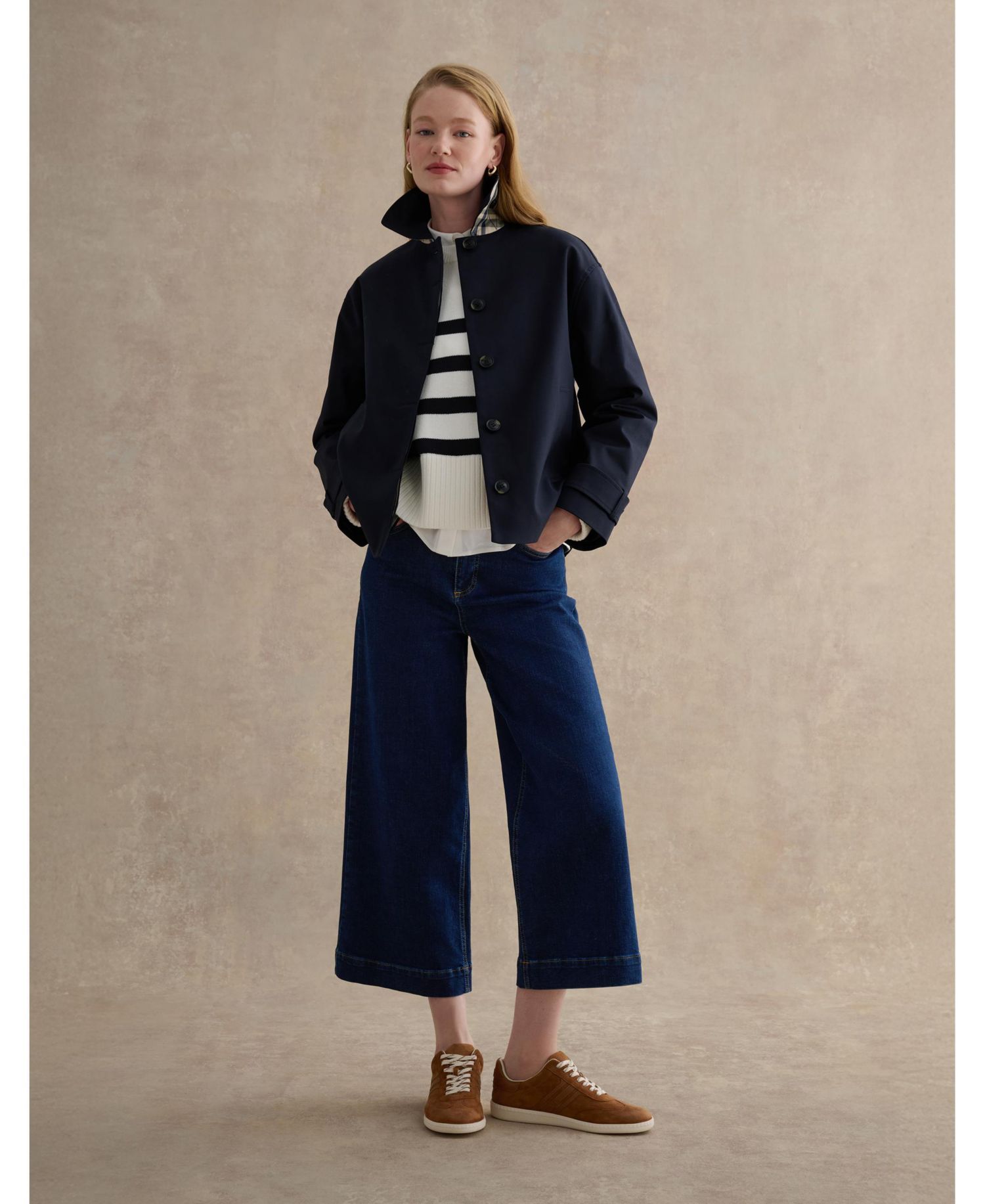 Women's Frida Collared Cropped Trench Coat