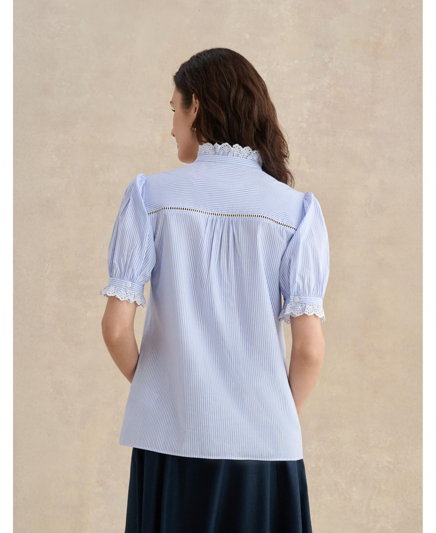 Women's Naima Scalloped Lace Trim Pintuck Blouse