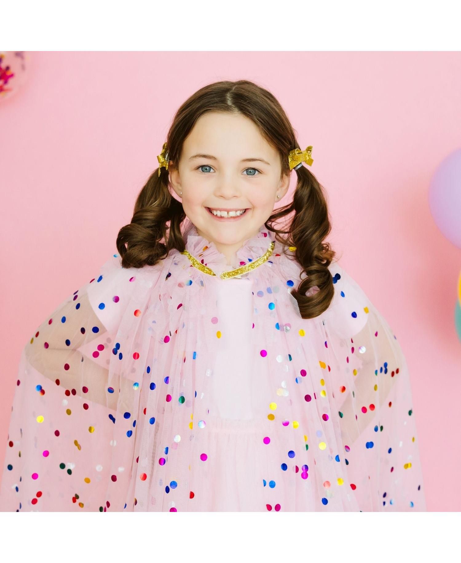 Girls Pink Confetti Cape