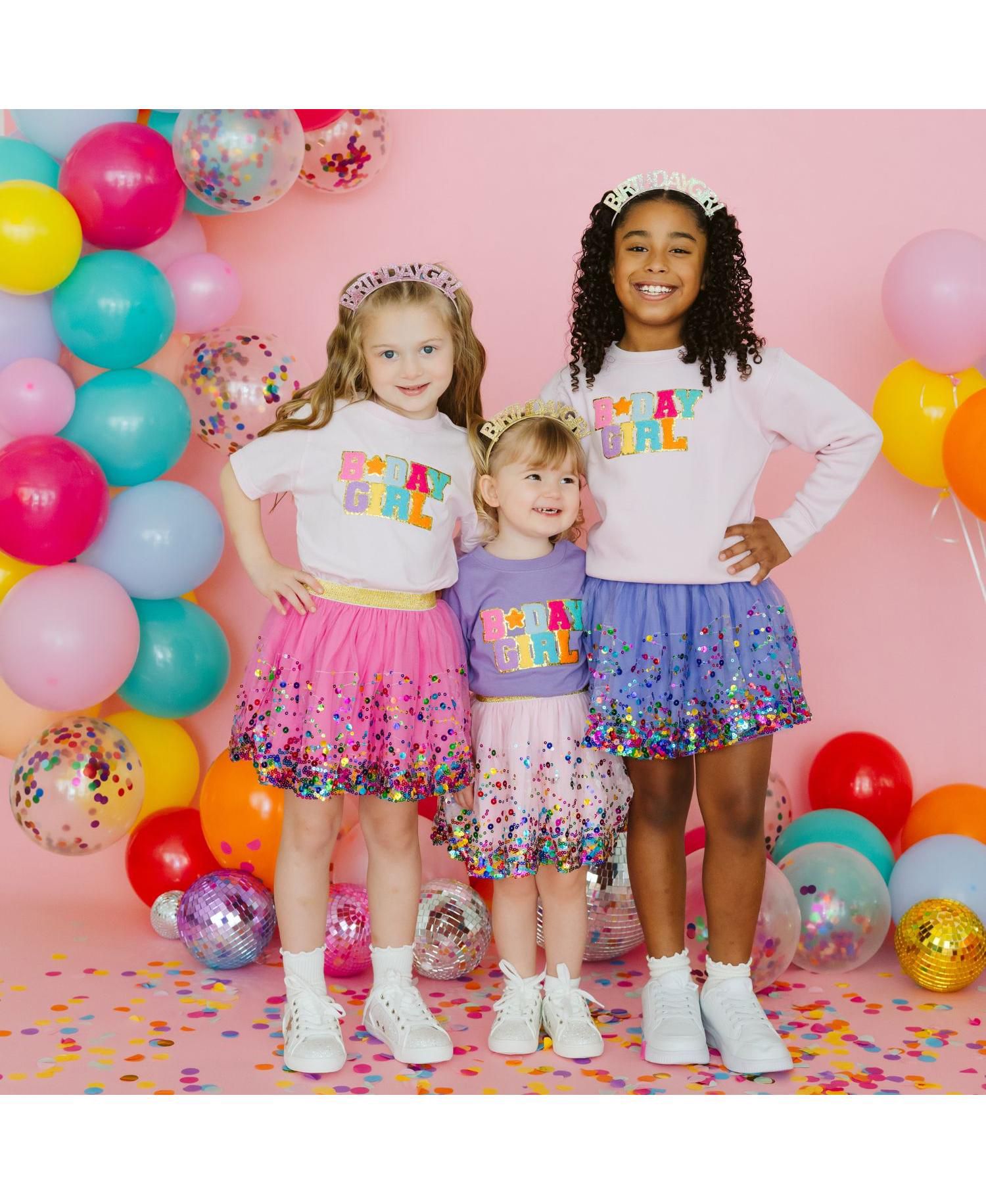 Little and Big Girls Raspberry Confetti Tutu Skirt