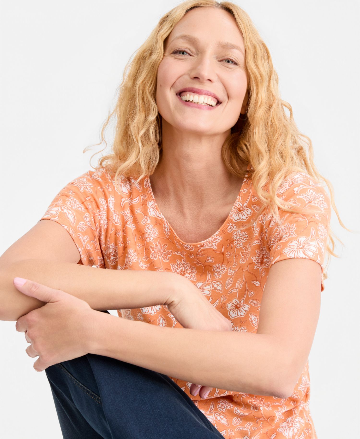 Petite Printed Short-Sleeve Scoop-Neck Top
