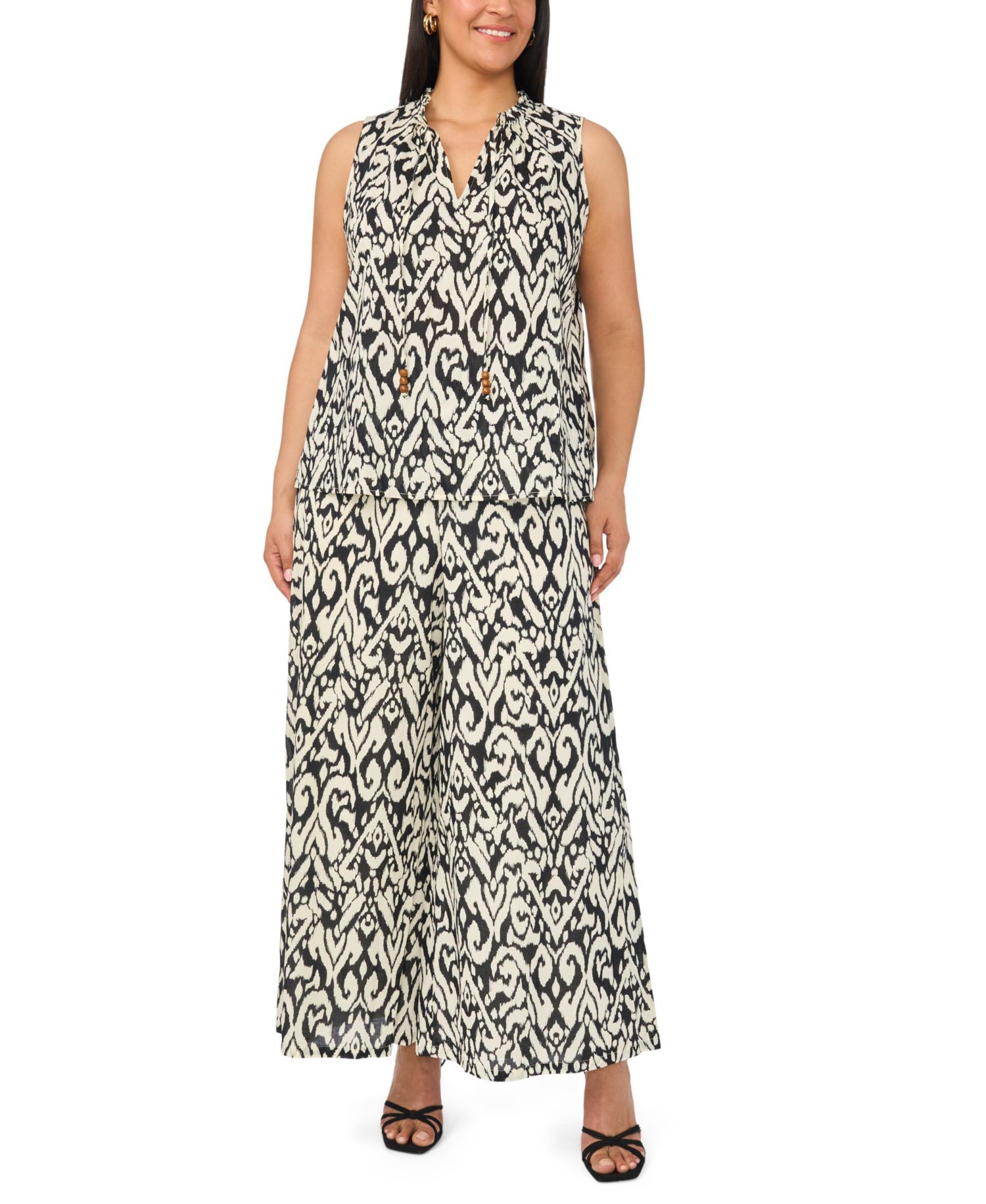 Plus Size Mid-Rise Cropped Wide-Leg Pants