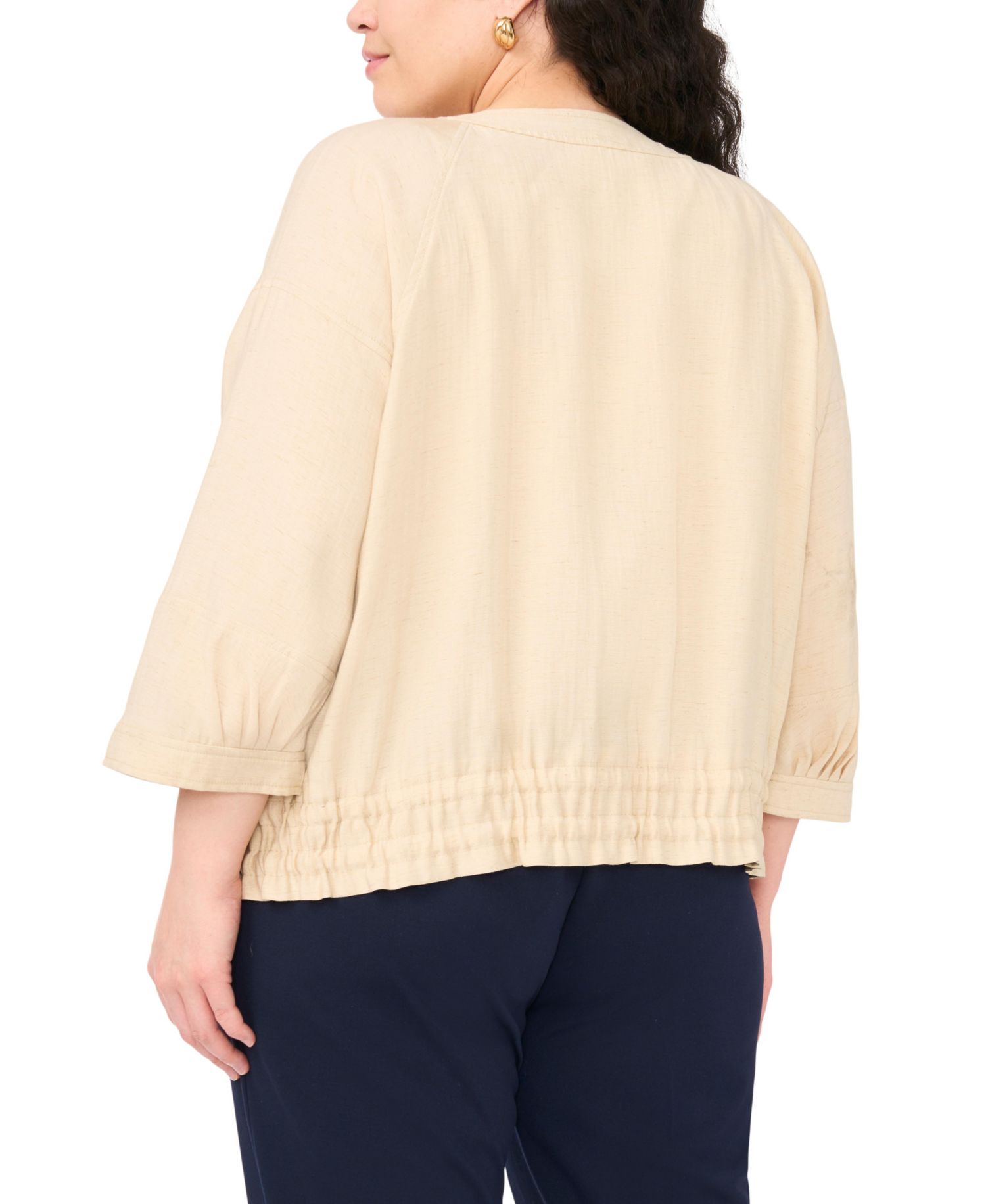 Plus Size Crewneck Cinch Raglan Jacket