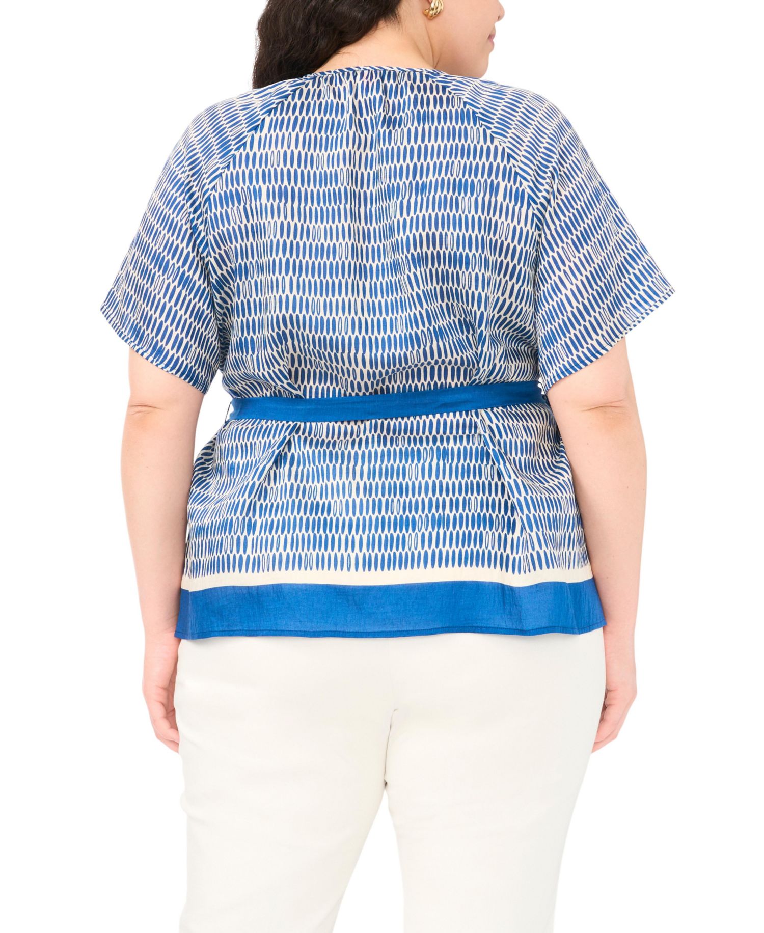 Plus Size Crewneck Flutter-Sleeve Blouse