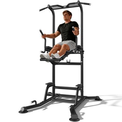 800LBS Heavy-Duty Power Tower, Multi-Grip Pull Up Dip Station with Adjustable Core Trainer, Full-Body Home Gym Strength Training Equipment