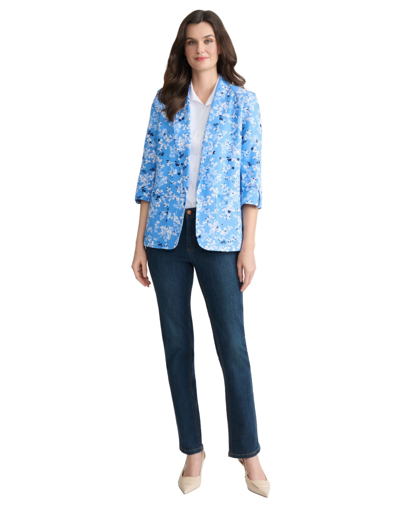 Женская куртка Jones New York Petite Patch Pocket, цвет: Синий разноцветный — фото 2