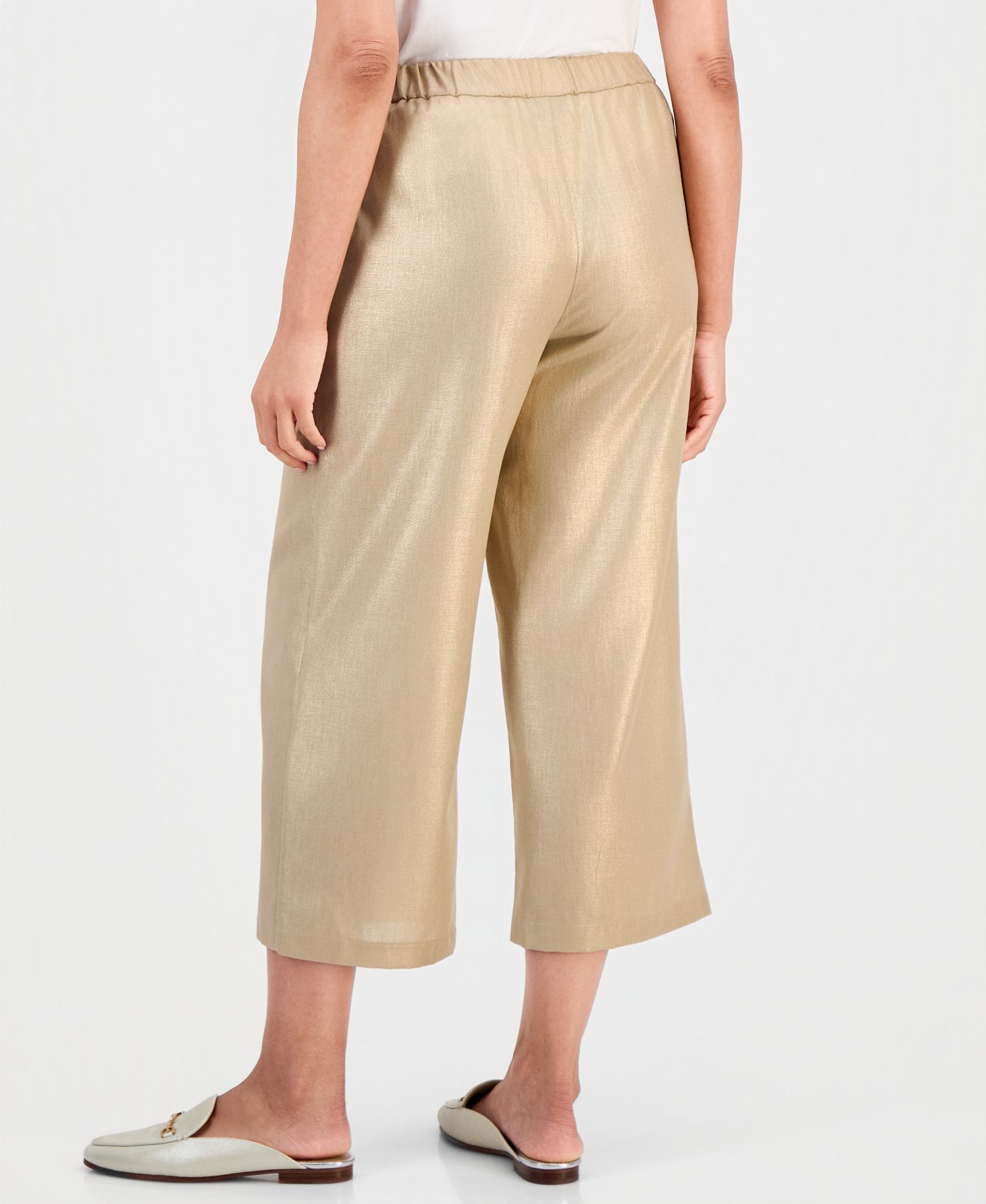 Women's Wide-Leg Metallic-Threaded Pants