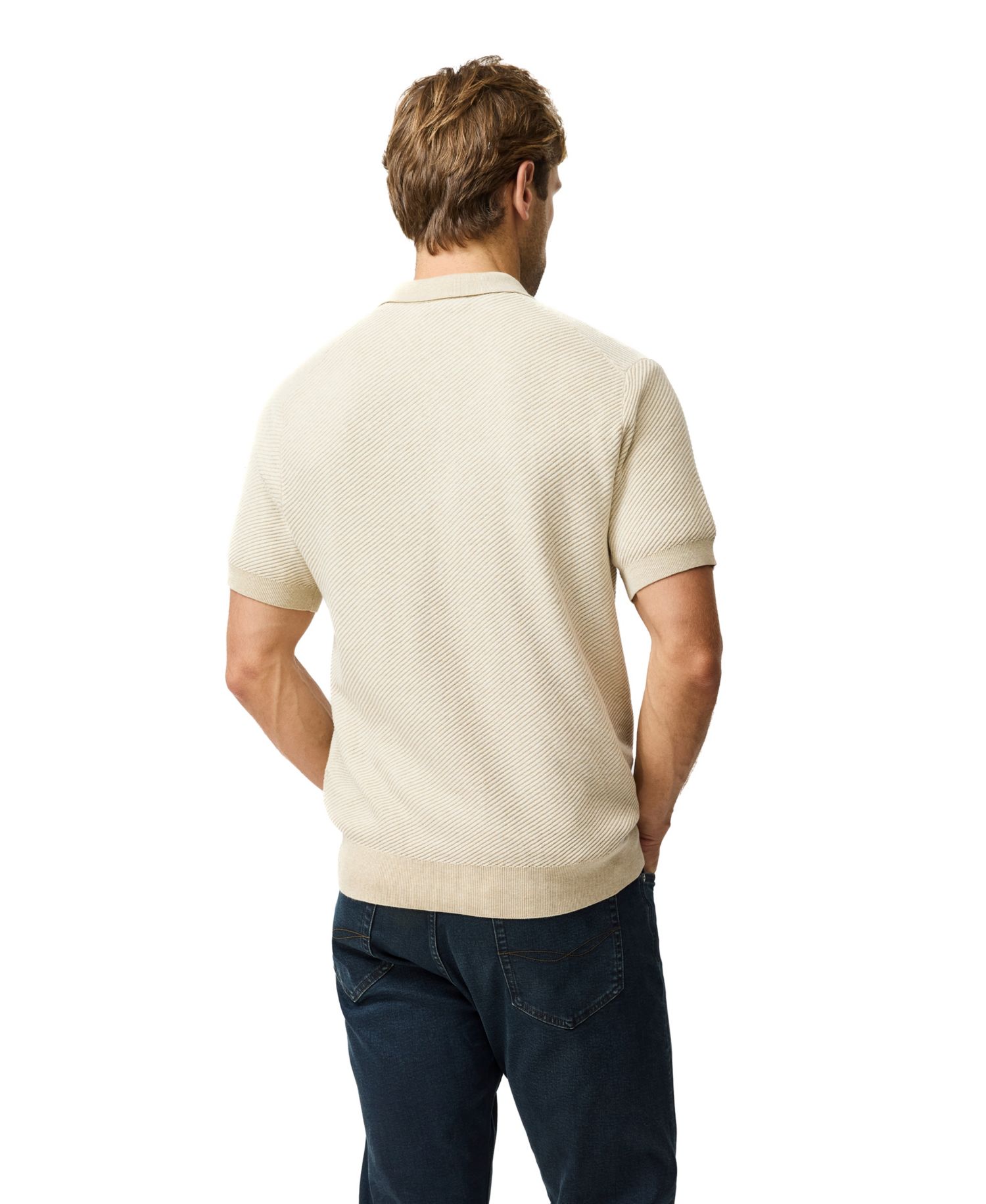 Rodd Gunn Men's Benford Bay Cotton Textured Knit Polo Shirt