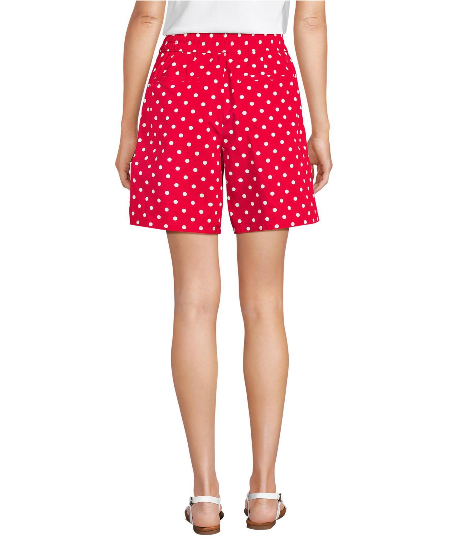 Женские шорты Lands' End Poplin High Rise Pull On 7" Shorts, цвет: Красный — фото 3