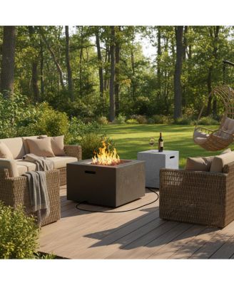  24 inch Square Propane Fire Pit Table Set with Tank Cover and Accessories