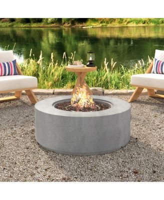  38.2 inch Round Propane Fire Pit Table with Faux Stone Finish, 50,000 BTU