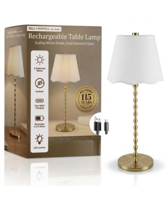 Stem Scallop Shade Rechargeable Touch Control LED Dimmable Cordless Table Lamp