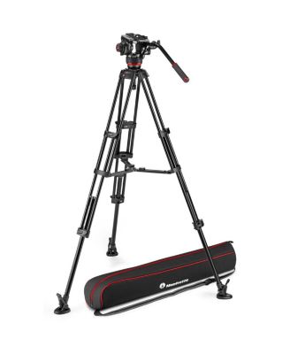 504X Fluid Video Head with Aluminum Twin Leg Tripod and Mid-Level Spreader