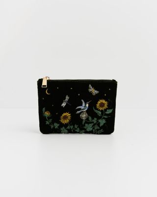 Women's Sunflower Velvet Embroidered Pouch