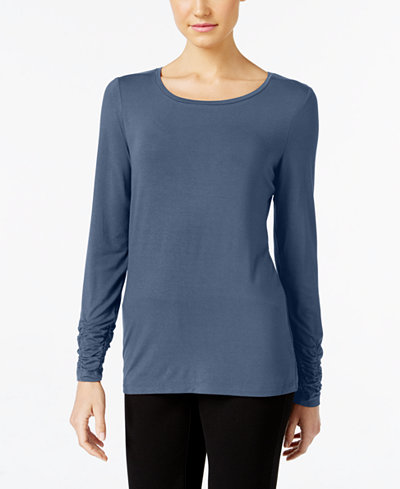Alfani Long-Sleeve Ruched Top, Only at Macy's