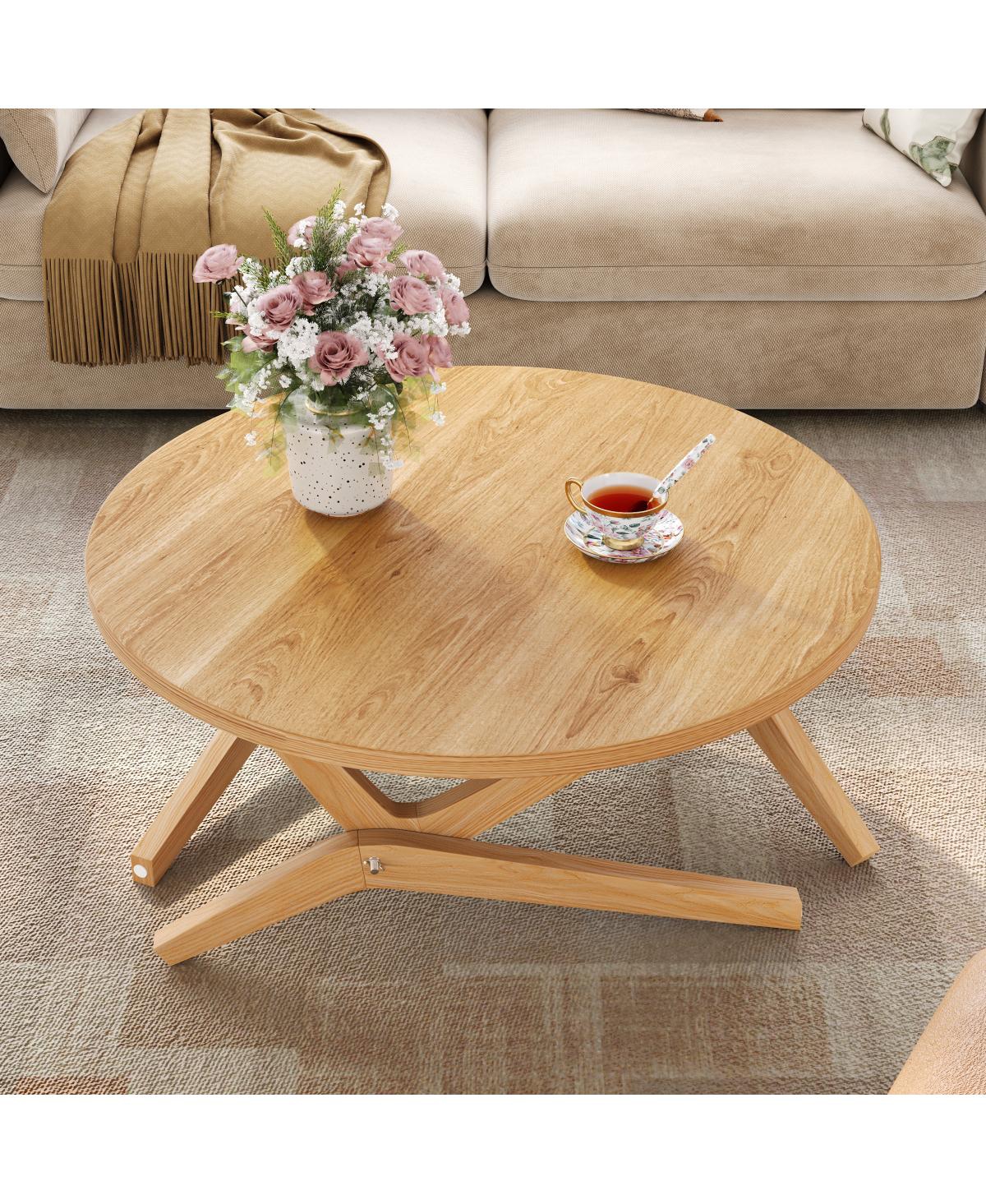 Streamdale Furniture 2-in-1 Adjustable Height Transformer Coffee Table, Solid Wood, 34.5