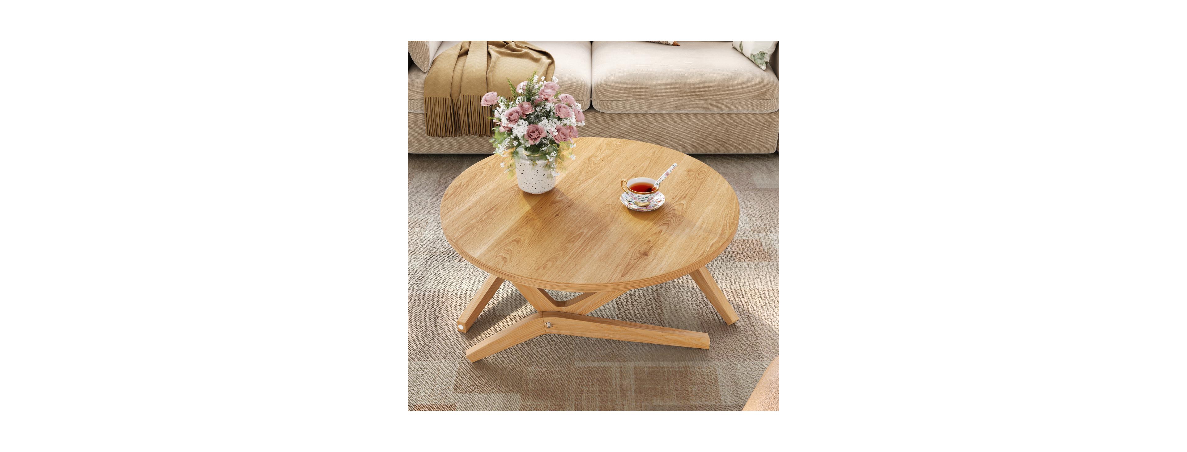 Streamdale Furniture 2-in-1 Adjustable Height Transformer Coffee Table, Solid Wood, 34.5