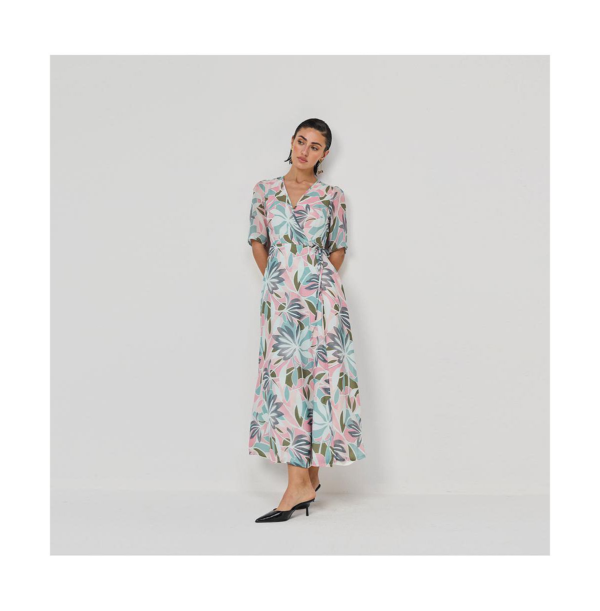 Reistor Women's Floral Print A-Line Wrap Maxi Dress view 7 — MAYCSS fashion products