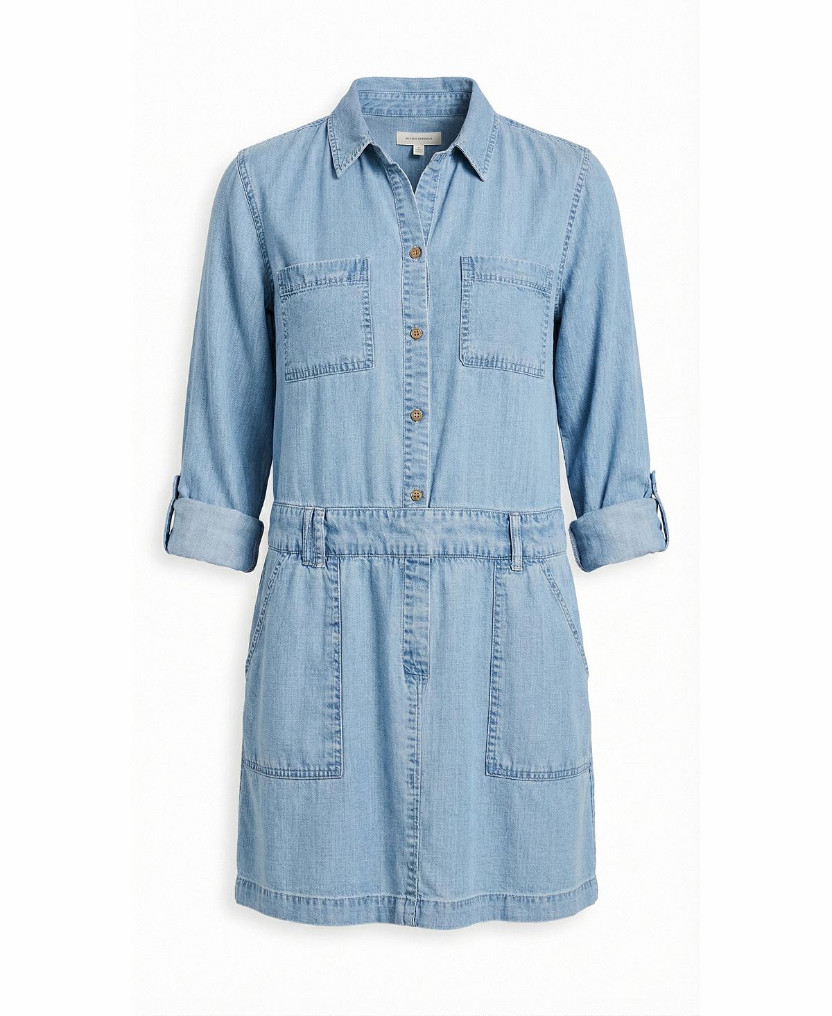 Modenaire Women's Long-Sleeve Button-Front Denim Mini Dress view 6 — MAYCSS fashion products