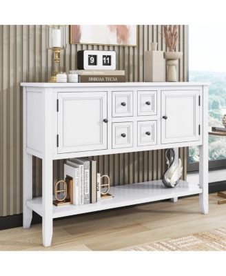 Cambridge Series Vintage Console Table with 4 Drawers and Shelf