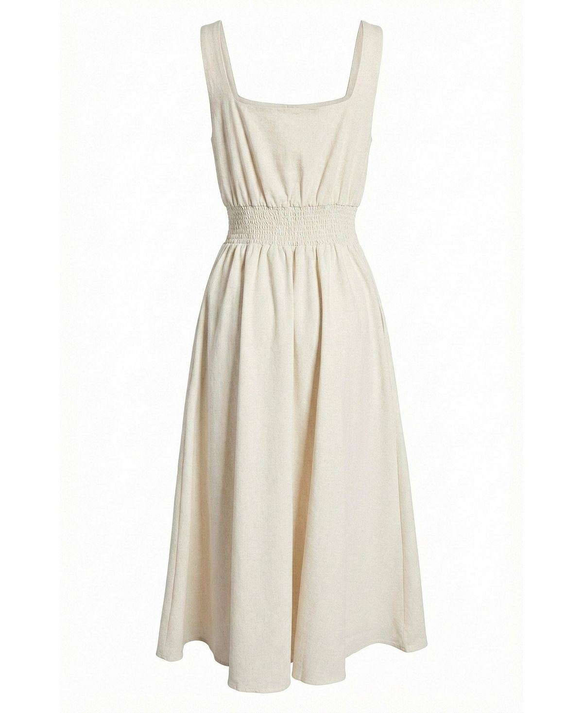 Modenaire Women's Sleeveless Smocked-Waist Front-Zip Slit Midi Dress view 5 — MAYCSS fashion products