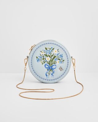 Women's Floral Posy Embroidered Circle Bag