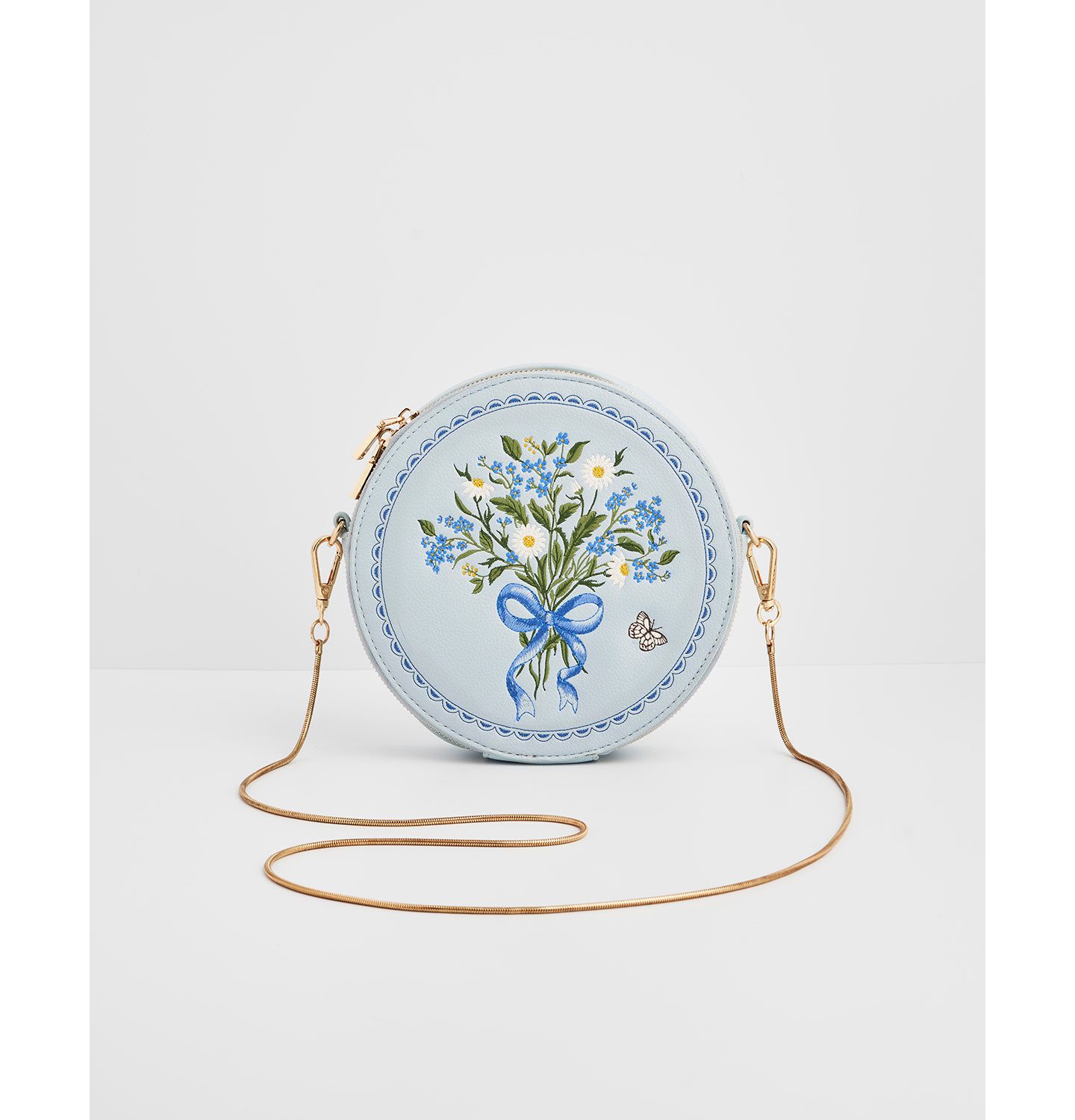 Женская сумка Fable England Floral Posy Embroidered Circle, цвет: Синий — фото 1