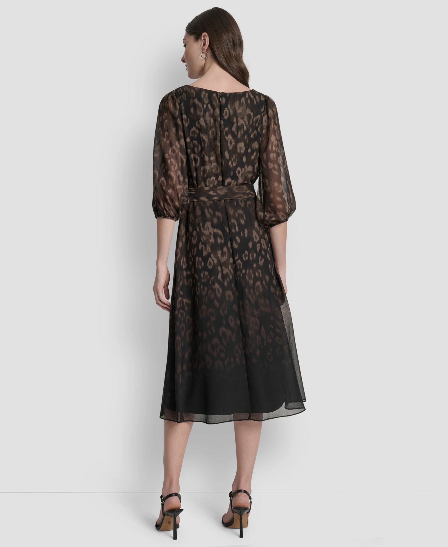 Women's Printed V-Neck Midi Dress