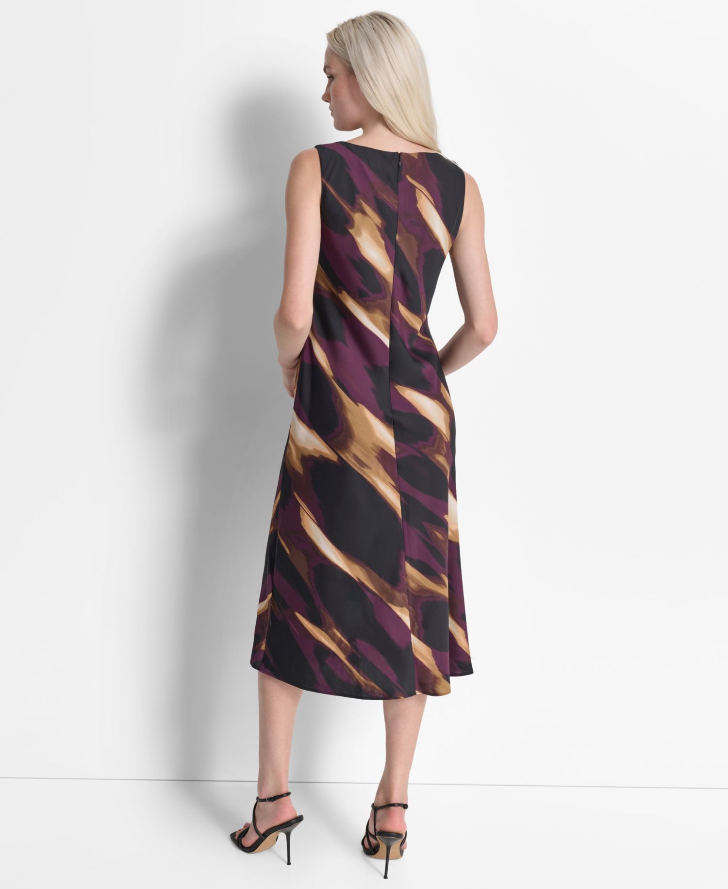Women's Printed Cowl Neck Midi Dress